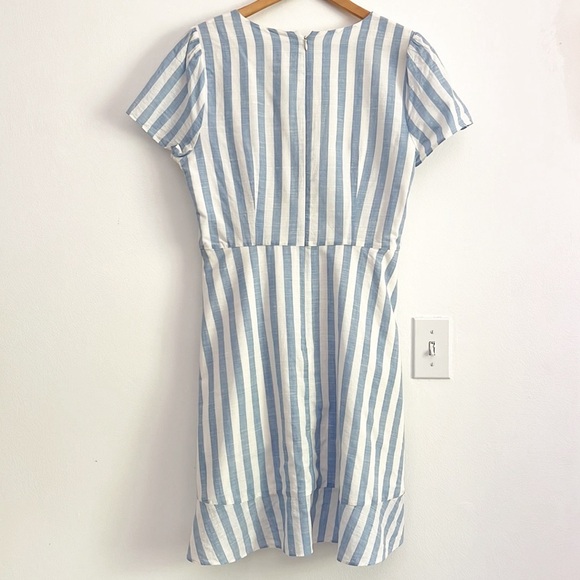 J. Crew Striped Faux Wrap Mini Dress Blue White Stripes - Picture 9 of 15
